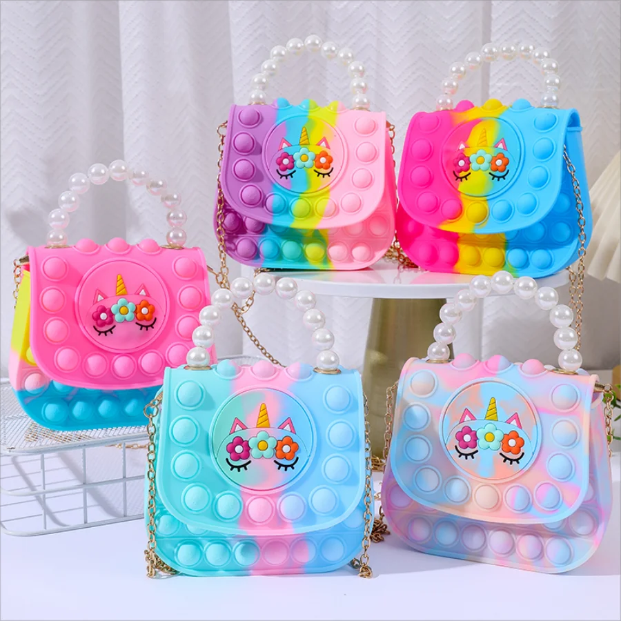 New Girl Purse, shoulder bag, handbag Silicone cute animal bag messenger bag coin purse for kids stress relief pop fingertip toy