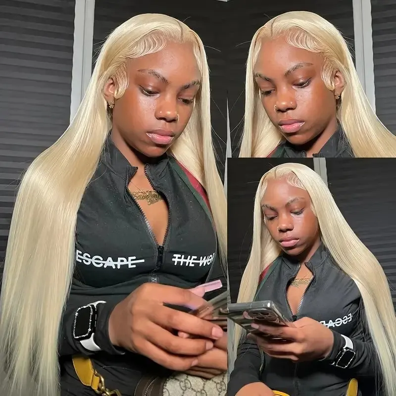 613  Blonde 13x6 HD 18 34 inch Lace Frontal Wig Glueless Blonde Human Hair Wig Straight  Bleached Brazilian 150 Density