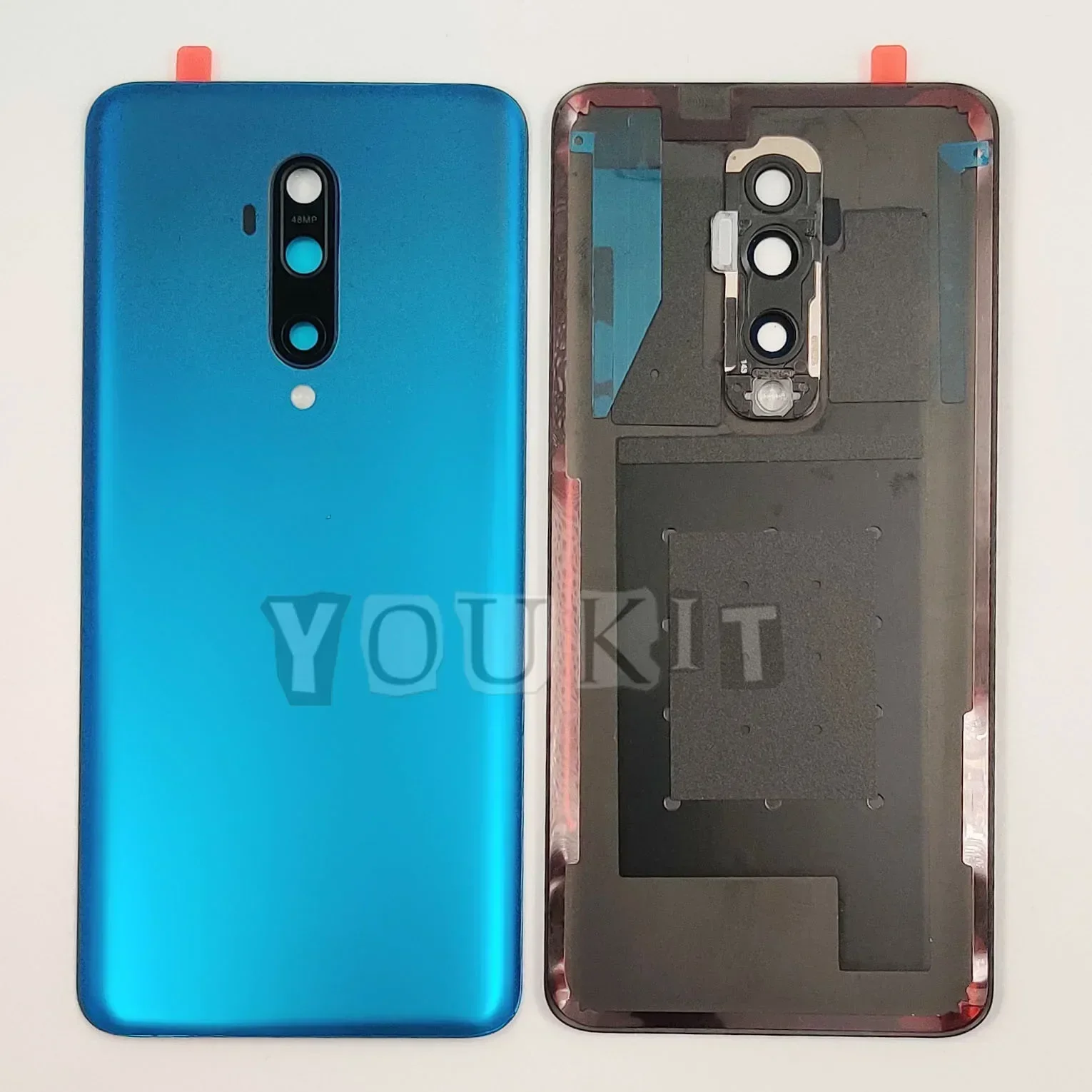 Gorilla Glass Back Lid Door For OnePlus 7T Pro Hard Battery Cover Rear Housing Panel Case Shell + Camera Lens Adhesive Glue