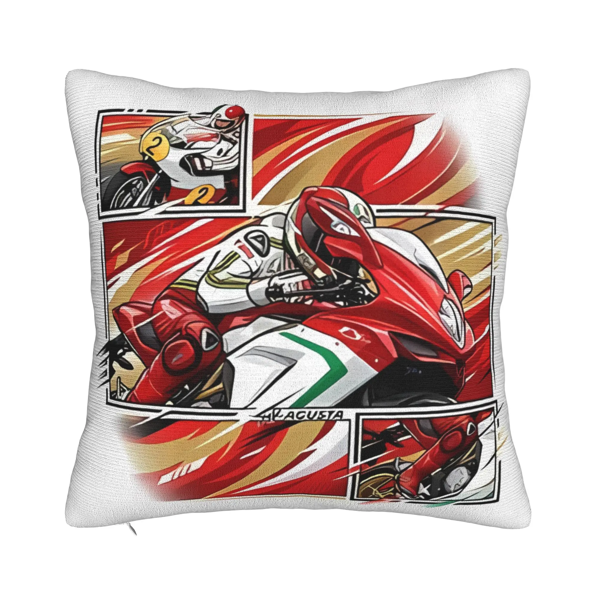 Giacomo Agostini y Mv Agusta Motorsport Legend Winter Holiday Farmhouse Home Deco Mv Agusta Funda de almohada con cierre de cremallera