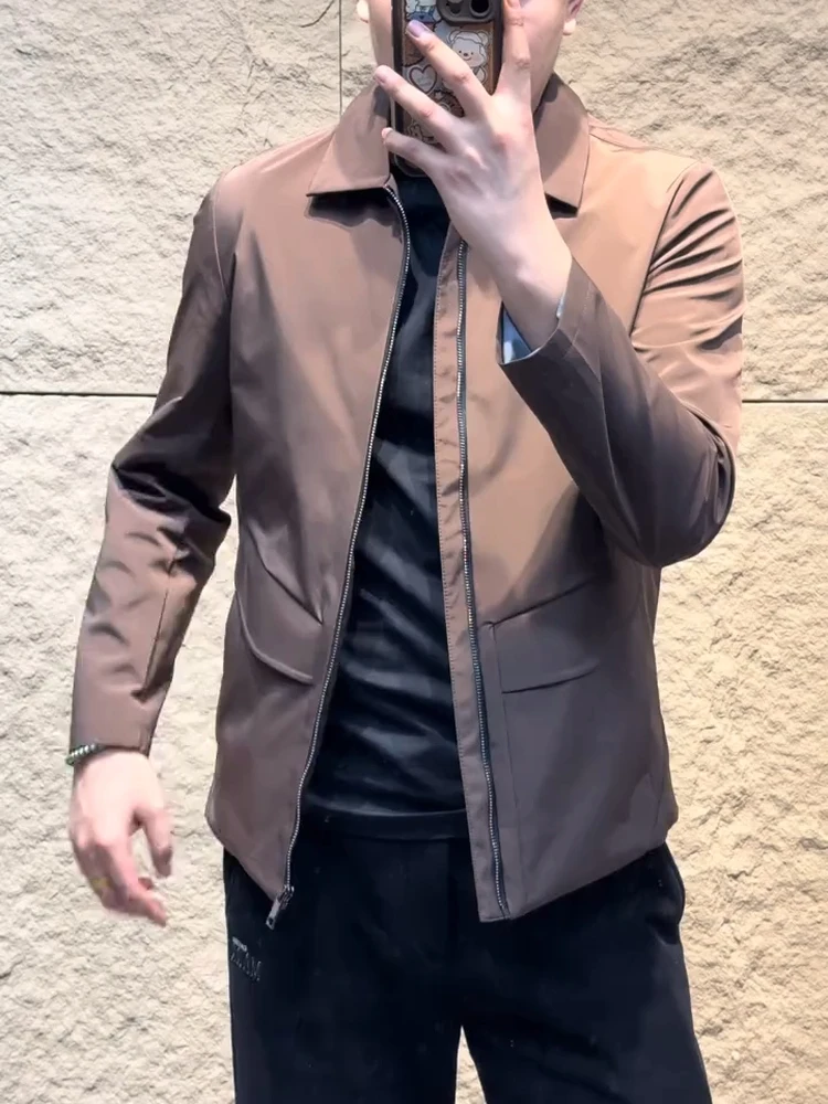 

High Quali Casual Men's Jaet Collared Outerwear Faionable Spring Autumn New Arrival Stand Fit Long Sve Warmth