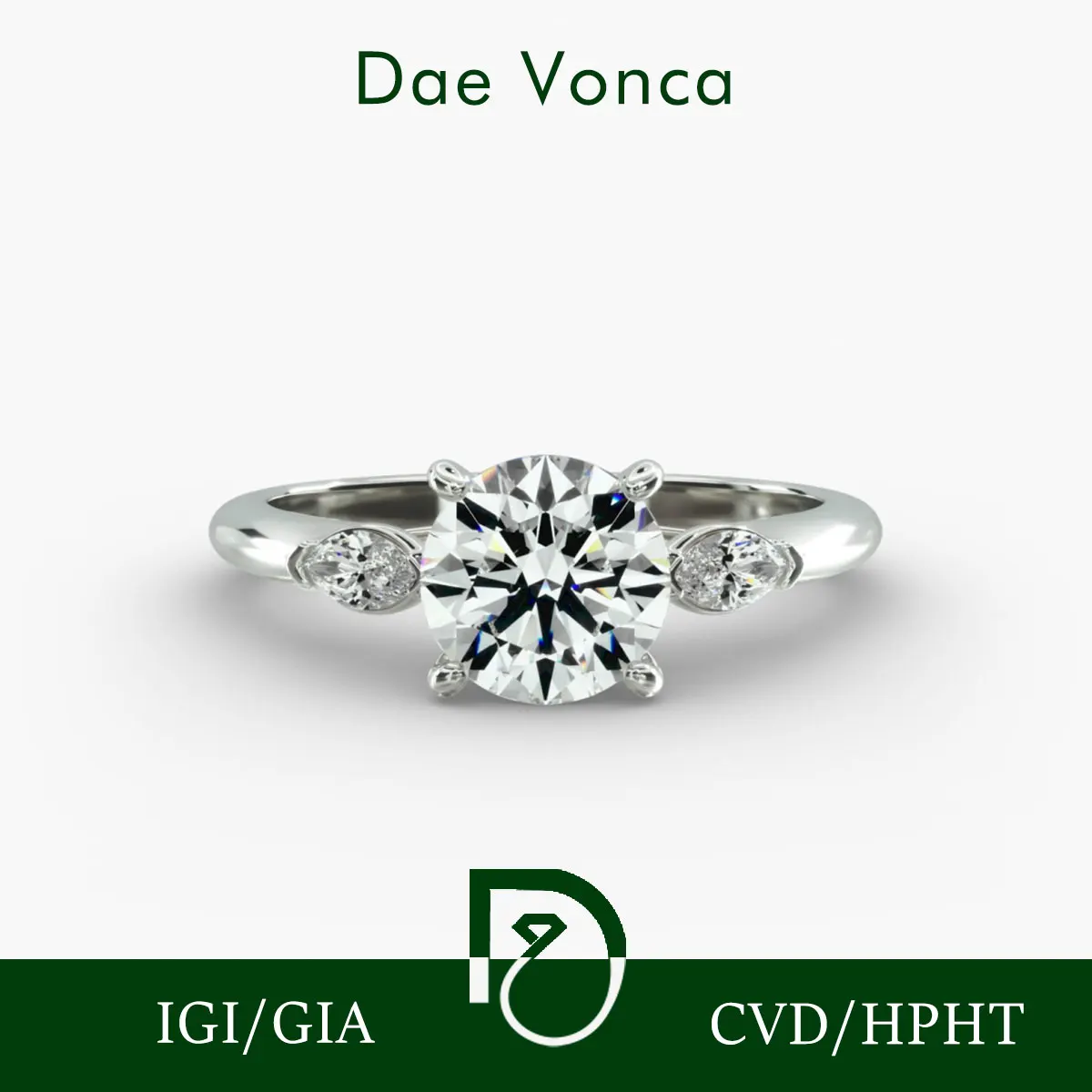 

Кольцо Dae Vonca с тремя камнями и бриллиантами из 18-каратного белого золота, круглое кольцо с бриллиантами маркизы, выращенные в лаборатории, сертификат IGI, кольцо для помолвки