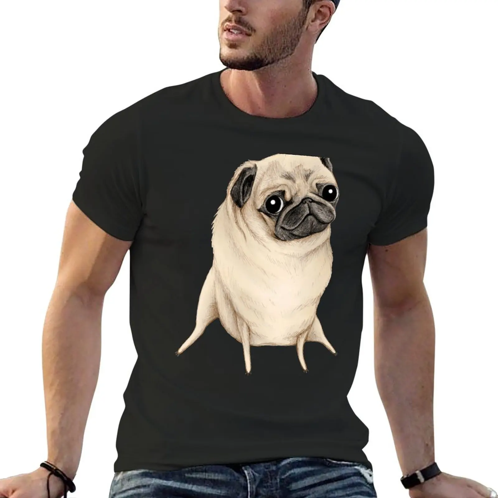 

Sweet Fawn Pug T-shirt quick-drying vintage clothes cute tops hippie clothes oversized t shirt men