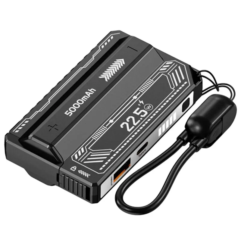 AA08-2X DIY 21700 Power Bank Case PD 20W Fast Charging Detachable Cable Detachable Power Bank Without Battery Black