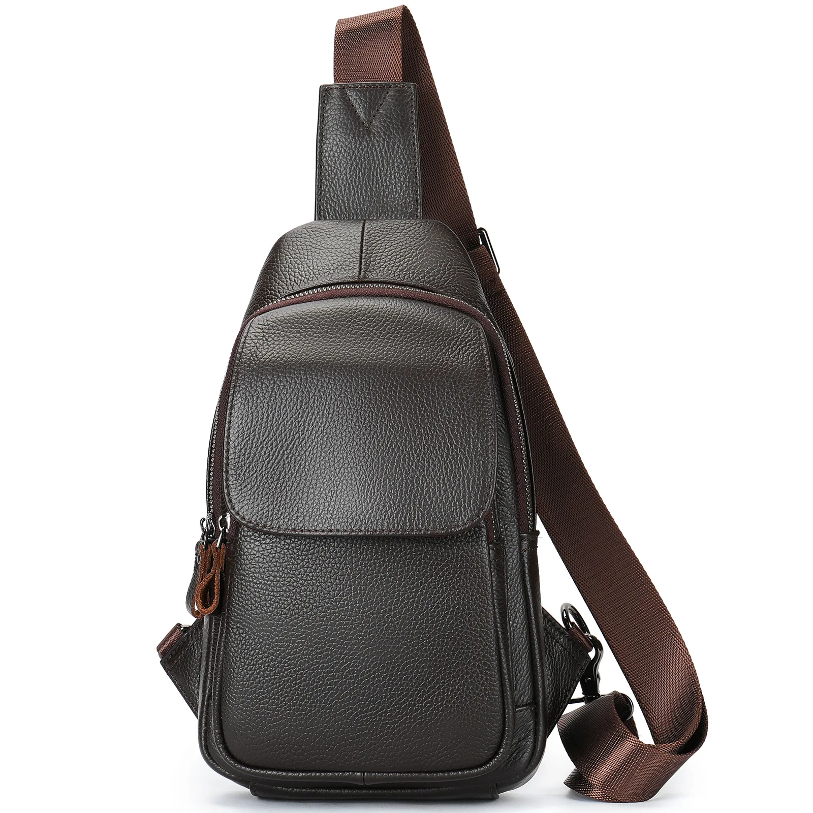 

New Arrive 2025 Men's Genuine Leather Chest Bag High Quality Casual Travel Bags Fashion Shoulder Bags Men Sling bag