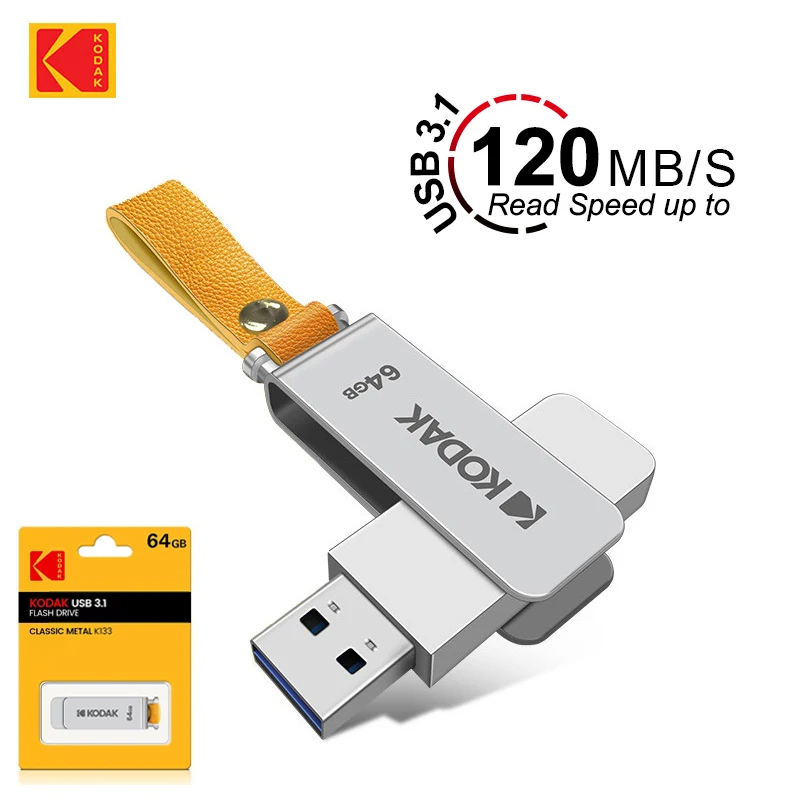 

KODAK Rotate USB Drive Высокоскоростной металлический USB3.1 PenDrive Металлический U-диск 64 ГБ 128 ГБ 256 ГБ USB-ключ для ноутбука Настольный ПК Автомобильный динамик