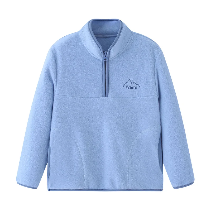 Veste polaire épaisse à col montant pour enfants, manteau coupe-vent de sport pour garçons et filles, automne et hiver