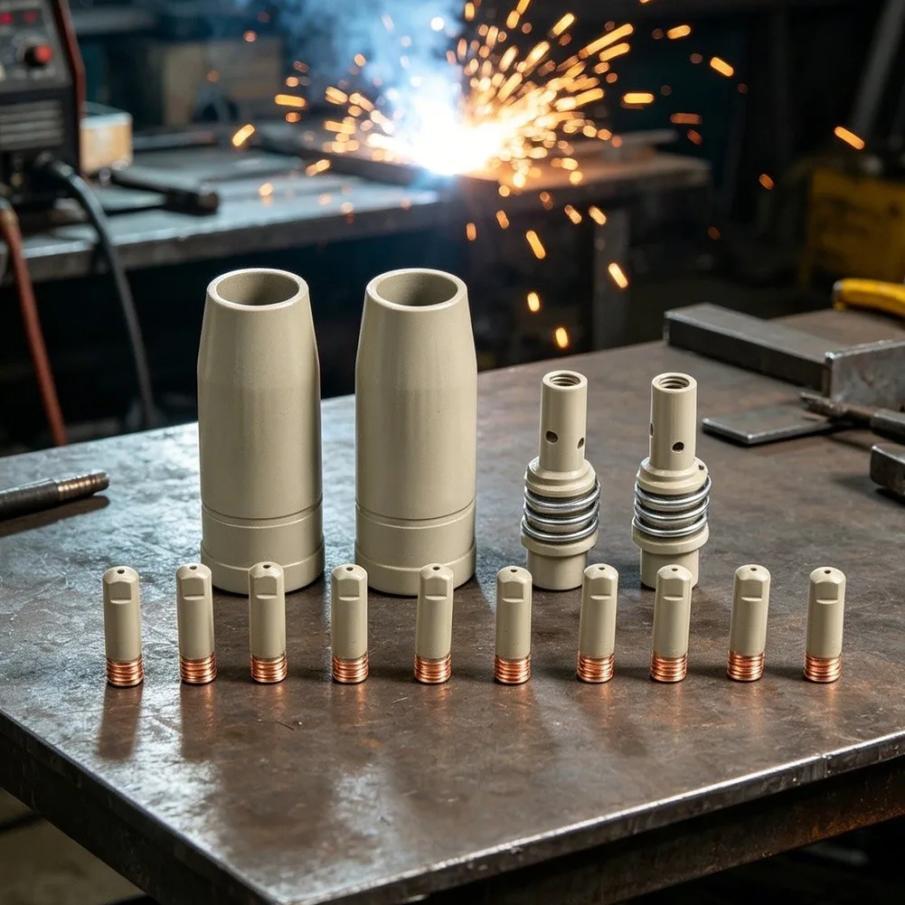 フラックスコアチップ-コンタクトホルダー-mig溶接チップ-フラックスコア対応-赤銅構造-15akコーティング-diy溶接作業用