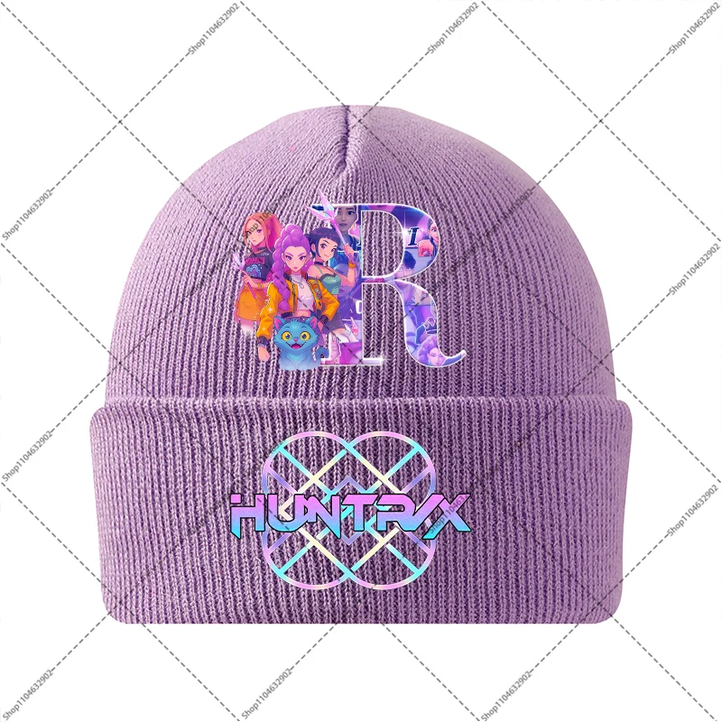 2 قطعة Kpop شيطان الصيادين محبوك قبعة وقفازات مجموعة الكرتون أنيمي رسائل A-Z مطبوعة الشتاء اكسسوارات بنين بنات لطيف بيني #6