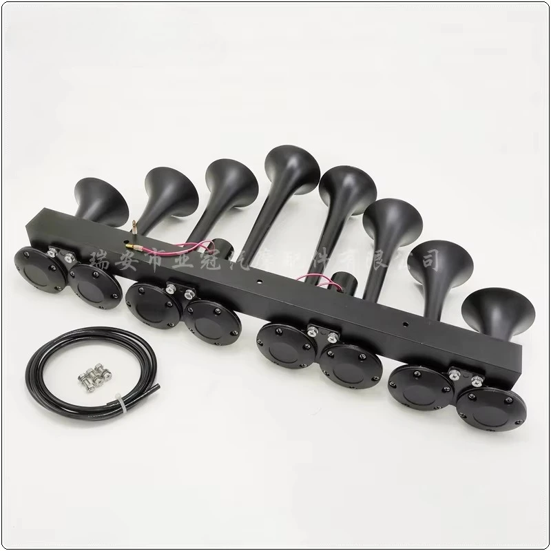 12V/24V 145DB Chrome Silver Car Truck Train Air Horn With 4 Trumpet Ultra Loud Sound Gas Pressured Horns