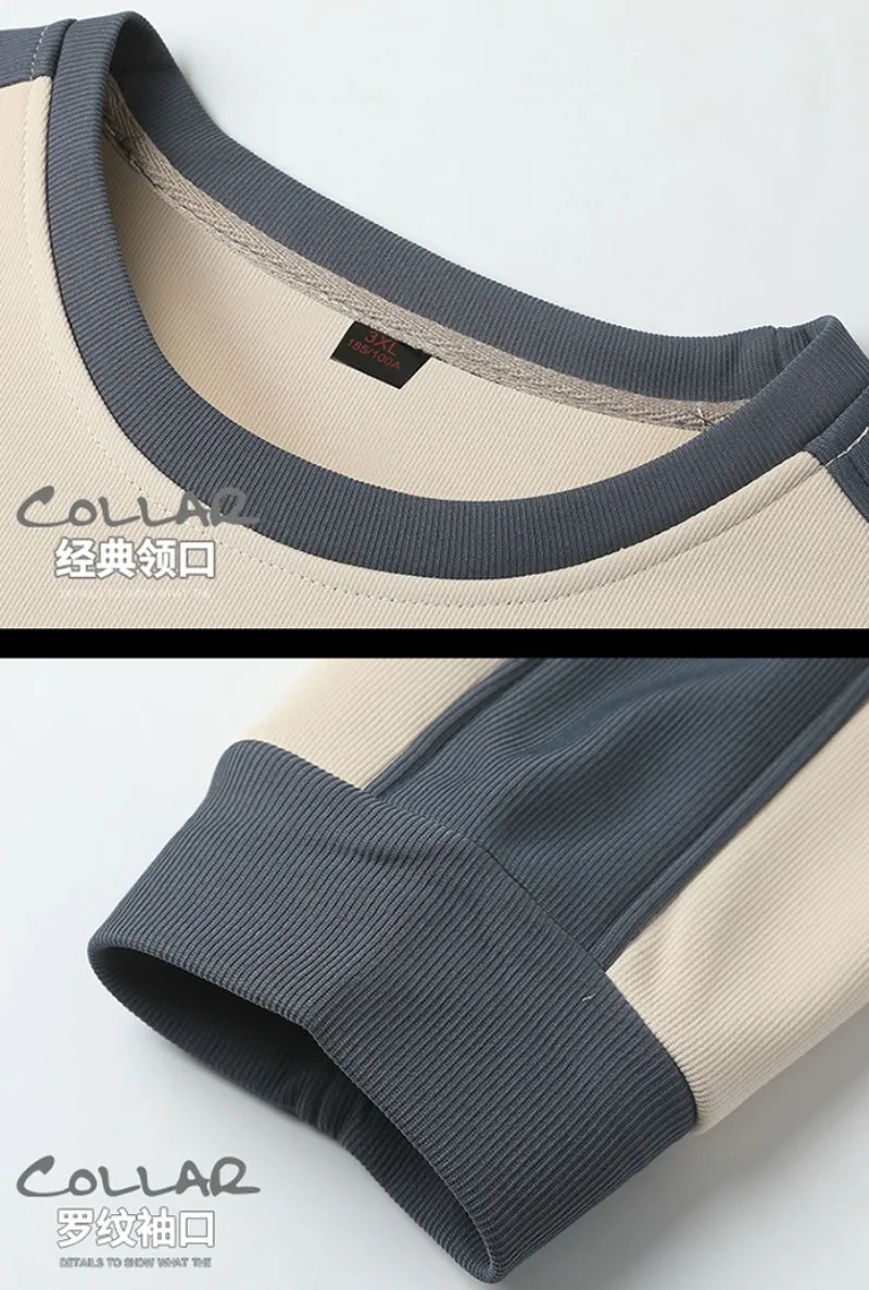 الكورية الربط الرجال بلوزات ربيع الخريف Crewneck بلوزة كاجوال الأعمال الاجتماعية بلوزات الشارع الشهير المتضخم M-5XL #6