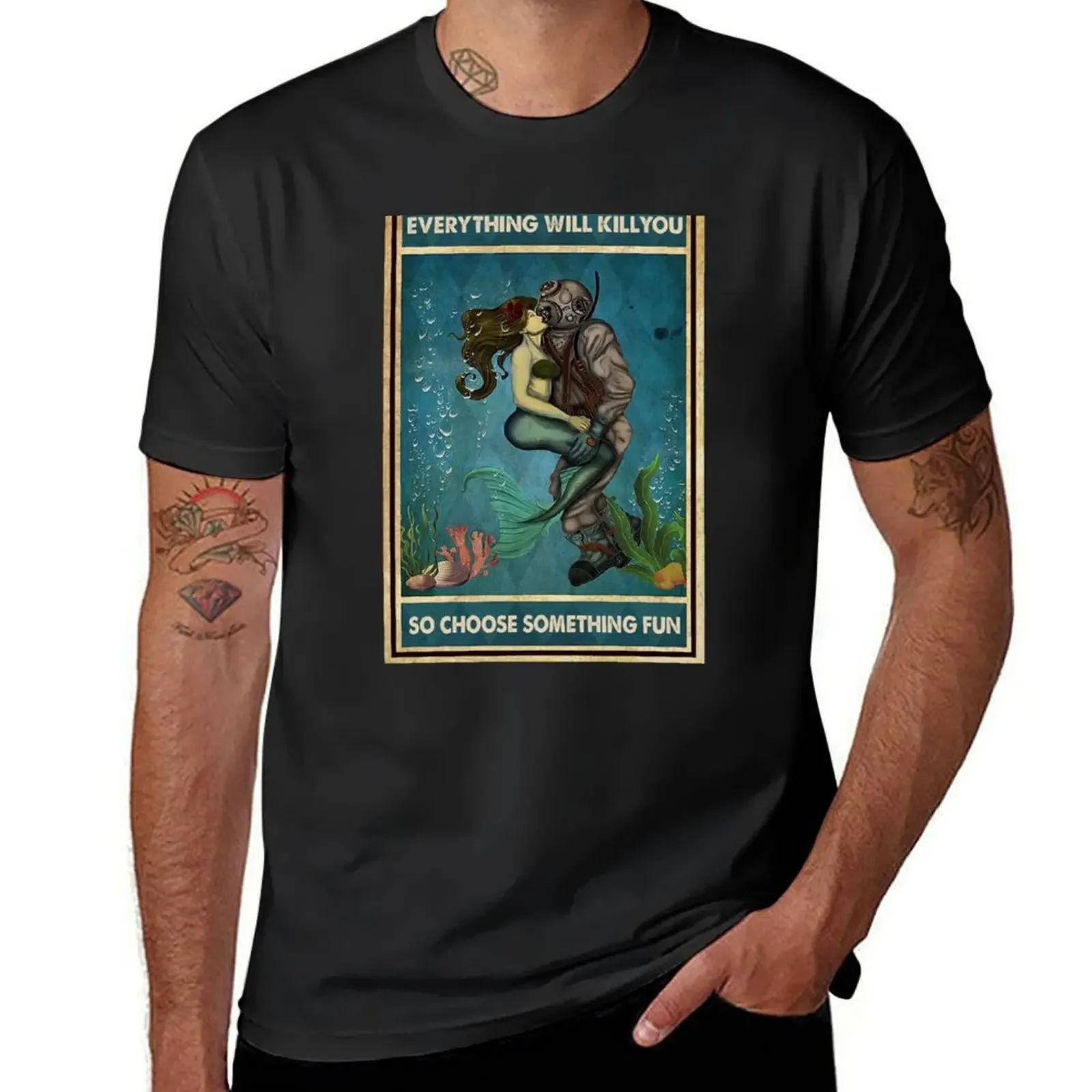 

Choose Something Fun Mermaid And Scuba Diving T-Shirt animal prinfor boys customs T-shirt men