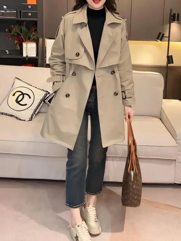 

Women's Mid-Length Jaet Coat plus Size Loose Fit Double-Breasted Faionable Versatile Autumn Winter Outerwear