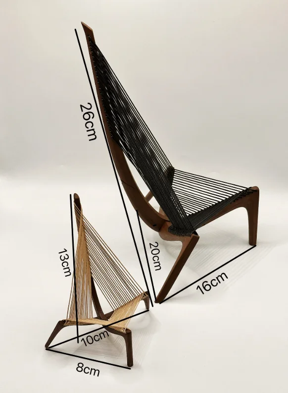 1:12 & 1:6 Miniature Vintage Chairs Linen Cushion Dining Chair Rattan Bar Stool Harp Armchair for BJD Dollhouse Furniture Decor view 5
