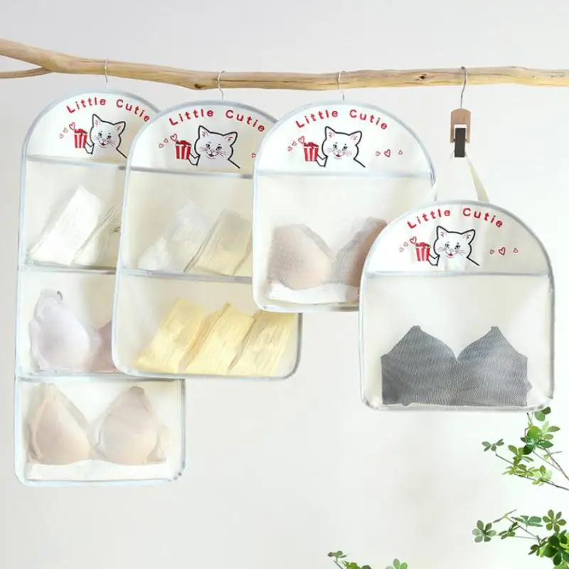 Bolsa de malha de armazenamento de grande capacidade de 2/3 camadas, bolsa de armazenamento de meias, organizador de guarda-roupa respirável com cabide de roupas