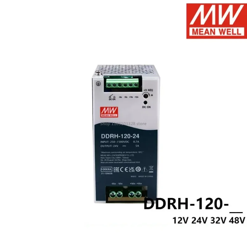 

mean well DDRH-120 120W High Reliable 250~1500Vdc Ultra Wide Input DIN RailType DC-DC Converter DDRH-120-12 12V DDRH-120-24 24