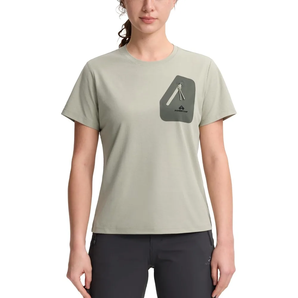 Pinoneer Camp Quick Dry Hiking Shirts Women,Stay Fresh Moisture Wicking Short Sleeves Workout Tops for Gym,Travel,Running
