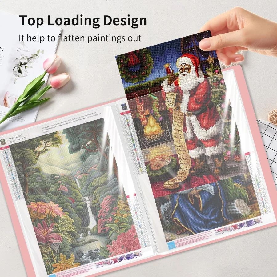 A3 Diamond Painting Storage Book 60 Views Art Portfolio Presentations Folder with 30 Pages Protectors for Creative Craft Projec