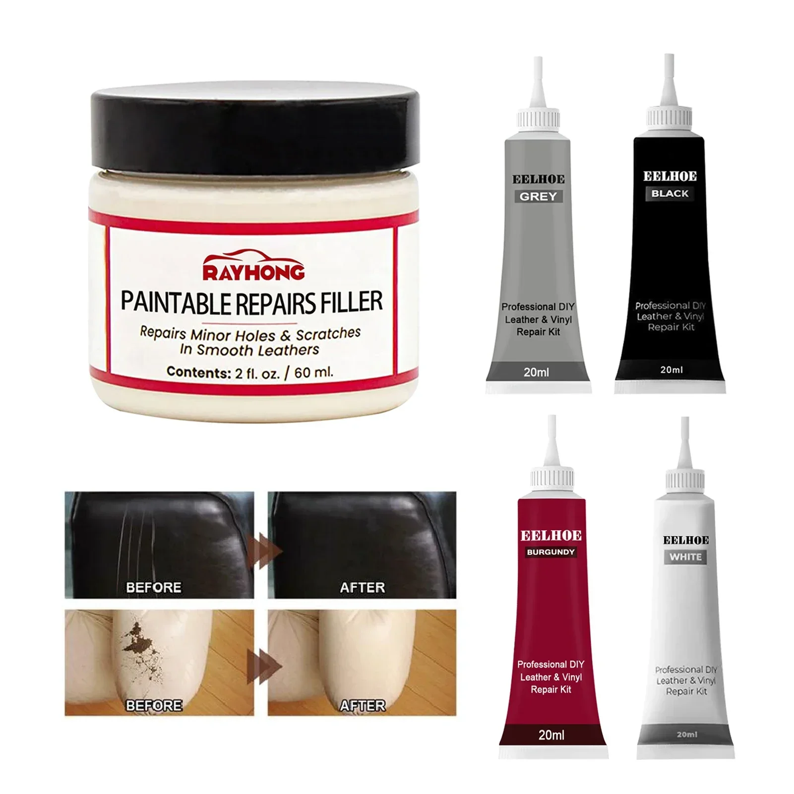Car seat damage repair paste, seat color repair paste, used to repair seat cracks, leather scratch repair filling paste