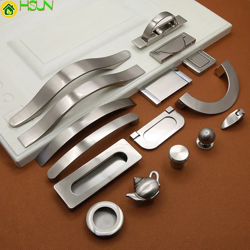 2 pcs New alloy plated nickel wire drawing handle simple modern cabinet drawer wardrobe door 96 solid double hole long handle