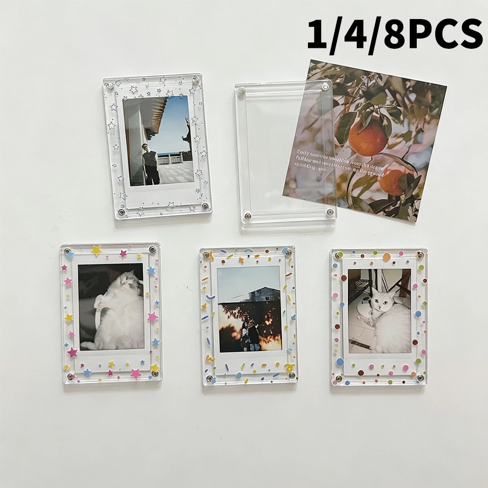1/4/8/Piece/Set Magnetic Photo Frames, Refrigerator Magnets, Magnets, Refrigerator Magnet Set, Acrylic Photo Frames, Polaroid Mini Photo Frames, 3inch Photo Frames, DIY Combination, Photo Wall, Photo Frame Set