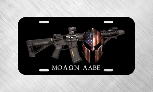 Molon Labe Spartan Ar15 NRA USA License Plate Auto Car Tag FREE SHIP Aluminum