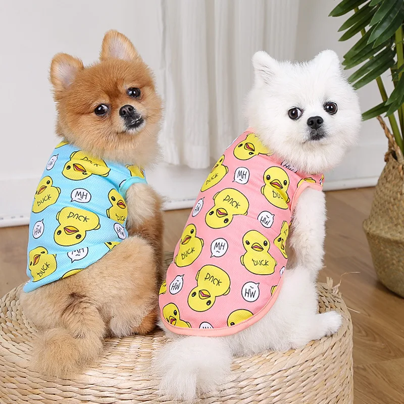 Clearance spring and summer dog pet cat clothing clothing Yellow Duck vest mesh through manufacturers selling pet supplies Puppy