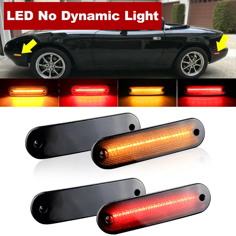 4Pcs 12V Amber/Red Full LED Side Marker Light For Mazda NA NB Miata MX-5 Turn Signal Lights OEM Sidemarker Lamps OEM# MA255010