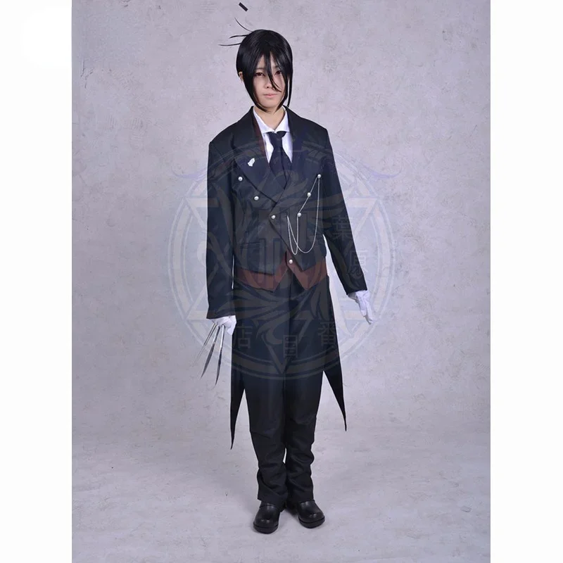 Anime Black Butle Kuroshitsuji Sebastian Michaelis Halloween Cosplay Outfits Customize Costume