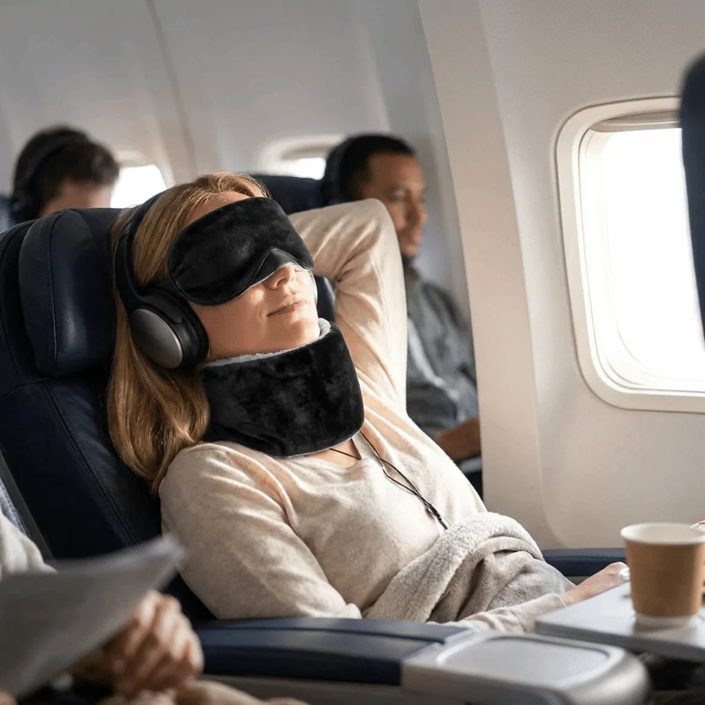 Adjustable Travel Eyemask Multi-functional Ergonomic Head Support Strap Compact Portable Neck Pillow Long-Distance Travel