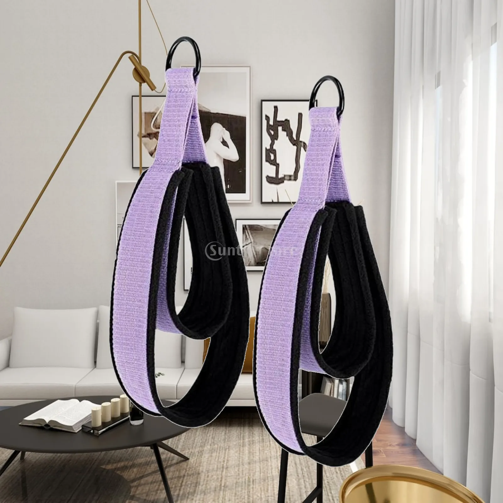 

Pilates Elastic Double Loop Straps D Rings Comfortable Handles Accessory for Home Pilates Stretching