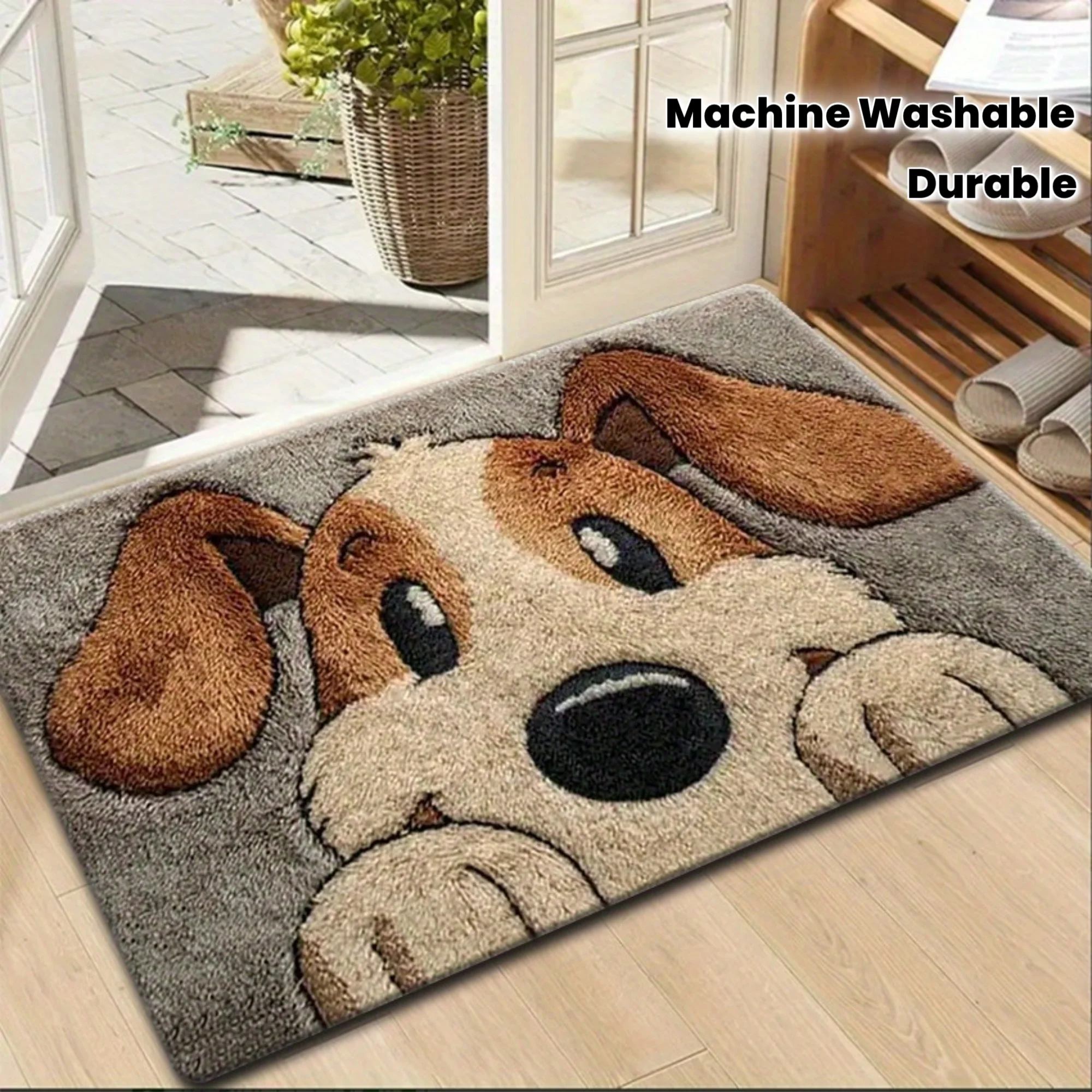 Lindo felpudo Jack Russell Terrier: alfombrilla antideslizante, alfombra interior/exterior lavable a máquina para entrada, cocina, baño, decoración para mascotas