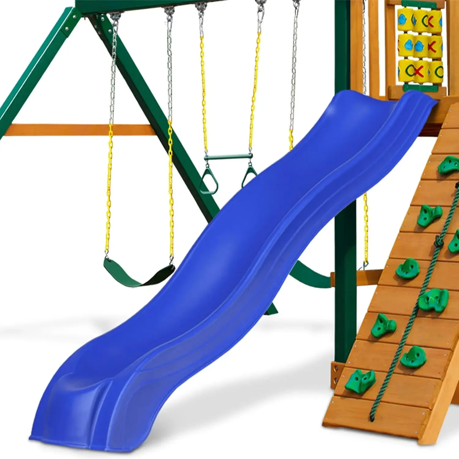 

9-футовая пластиковая направляющая Alpine Wave Slide для высоты 5 футов — для уличных качелей и игровых домиков, синяя