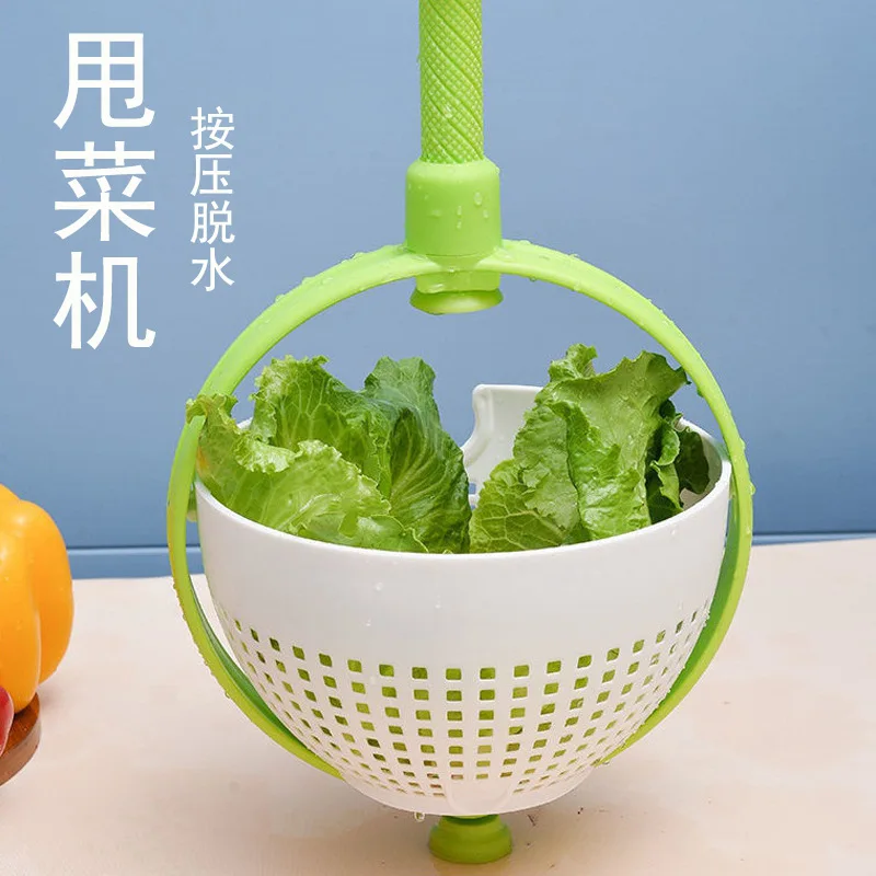 Best selling revolving drain basket household vegetable Fruit salad revolving washing dehydration water throwing drain basket