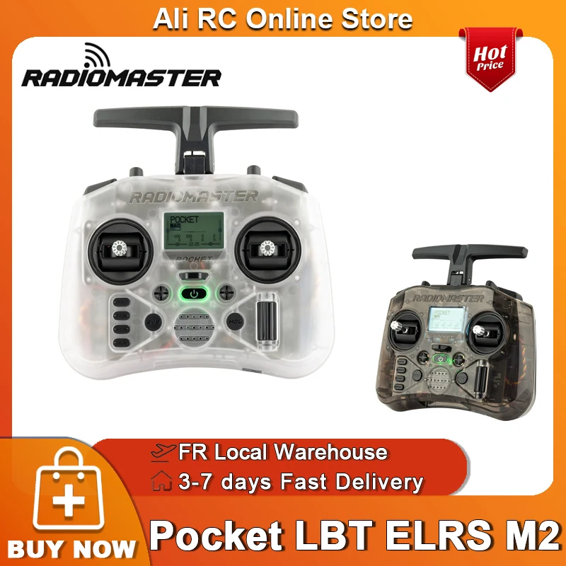 Radiomaster Pocket LBT ELRS 2.4G Radiocomando EdgeTX Modalità 2 con acceleratore sinistro, gimbal Hall, luce LED e antenna pieghevole