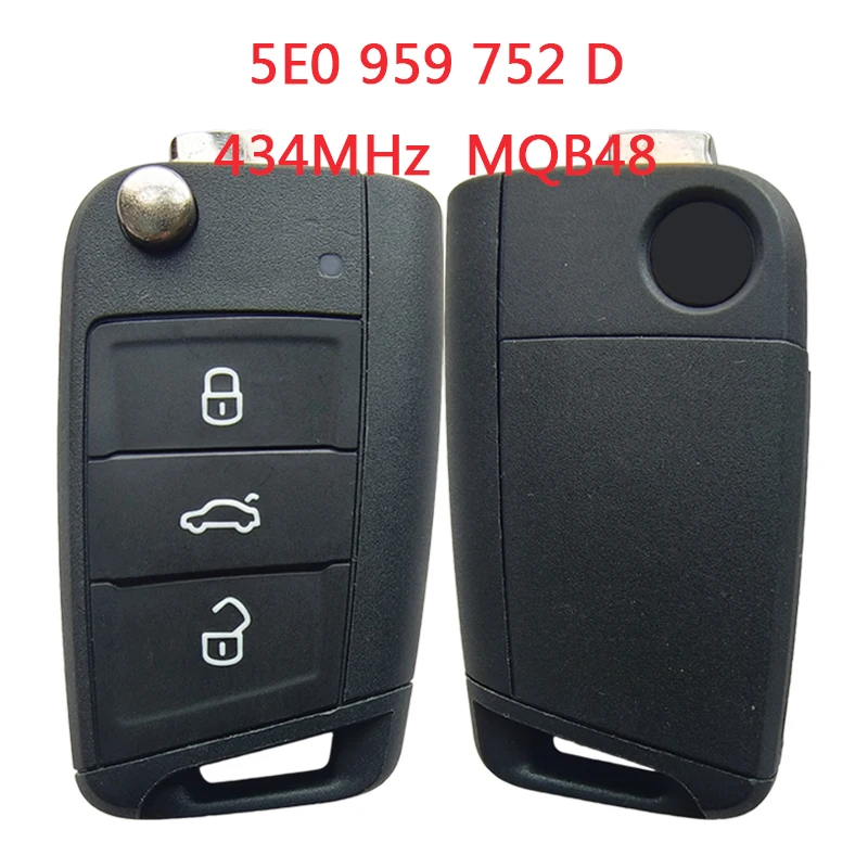 

TX001110 3-кнопочный откидной дистанционный ключ типа MQB, 434 МГц для Skoda Octavia 2012-2018 - 5E0 959 753 D FCCID 5E0 959 752 D