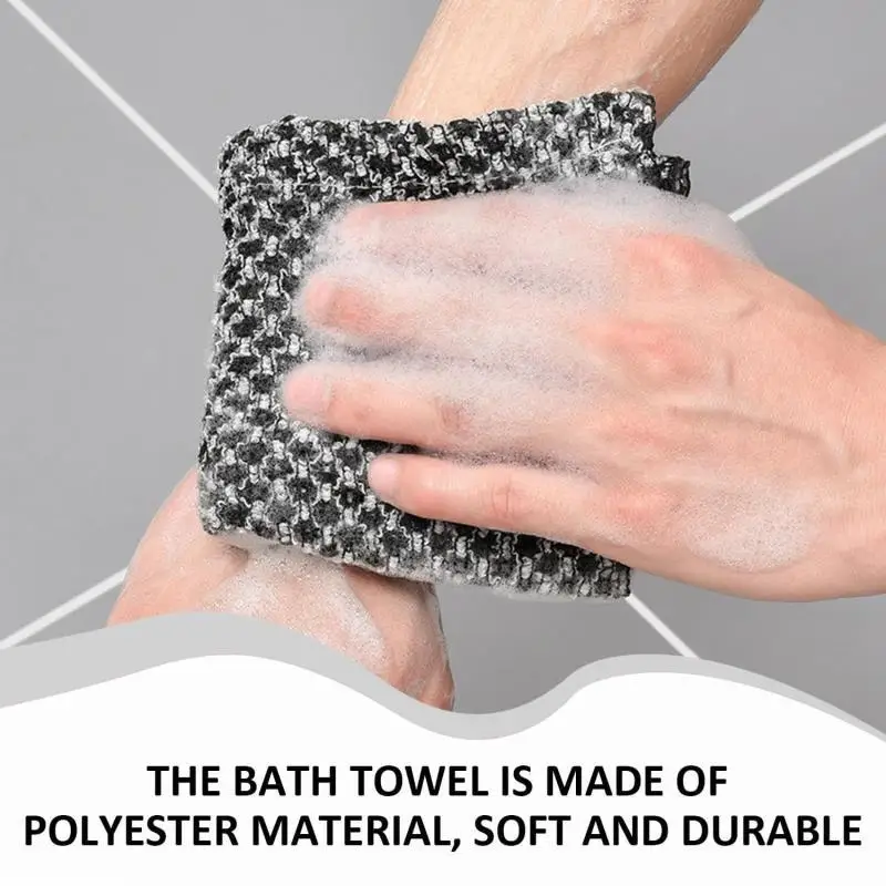 1Pcs Exfoliating Nylon Bath Towel Black Check Deep Clean Body Scrub Soft Comfortable Shower Towel For Home Skin Care
