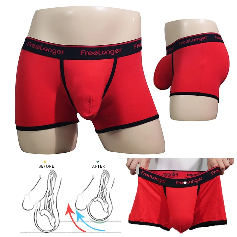 Man Bulge Penis Pouch Underwear Elastic Big Cock Boxers Gay U-Convex Dick Boxers Enhance Sexy Lingerie Modal Underpants Briefs