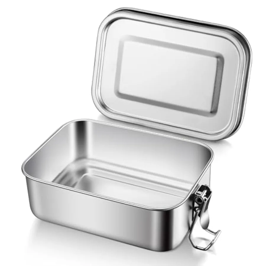 

Stainless Steel Bento Box, 19oz 550ML Leak-Proof Lunch Box for Adults, Metal Food Containers for Snack Meal Sandwich, Reusable
