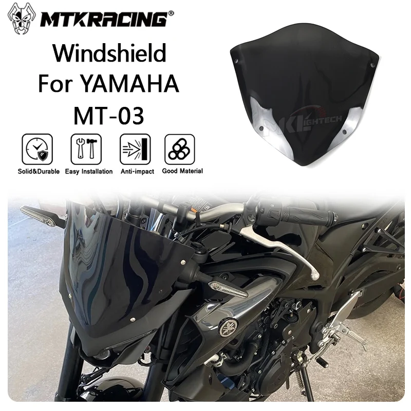 

MTKRACING Windshield For YAMAHA MT-03 2020-2024 Motorcycle Accessories New Windscreen Windshield Deflectors