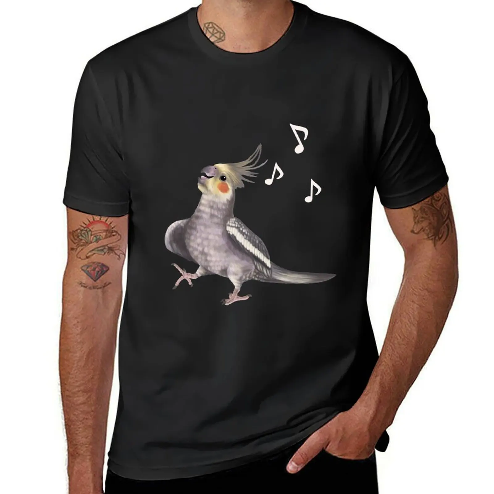 Singing Cockatiel - happy bird with music notes T-Shirt sweat boys whites plain t shirts men