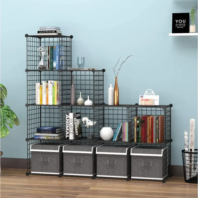 Modular Wire Cube Storage 12-Grid, Metal Shelving Unit for Closet, Pantry & Room Organization