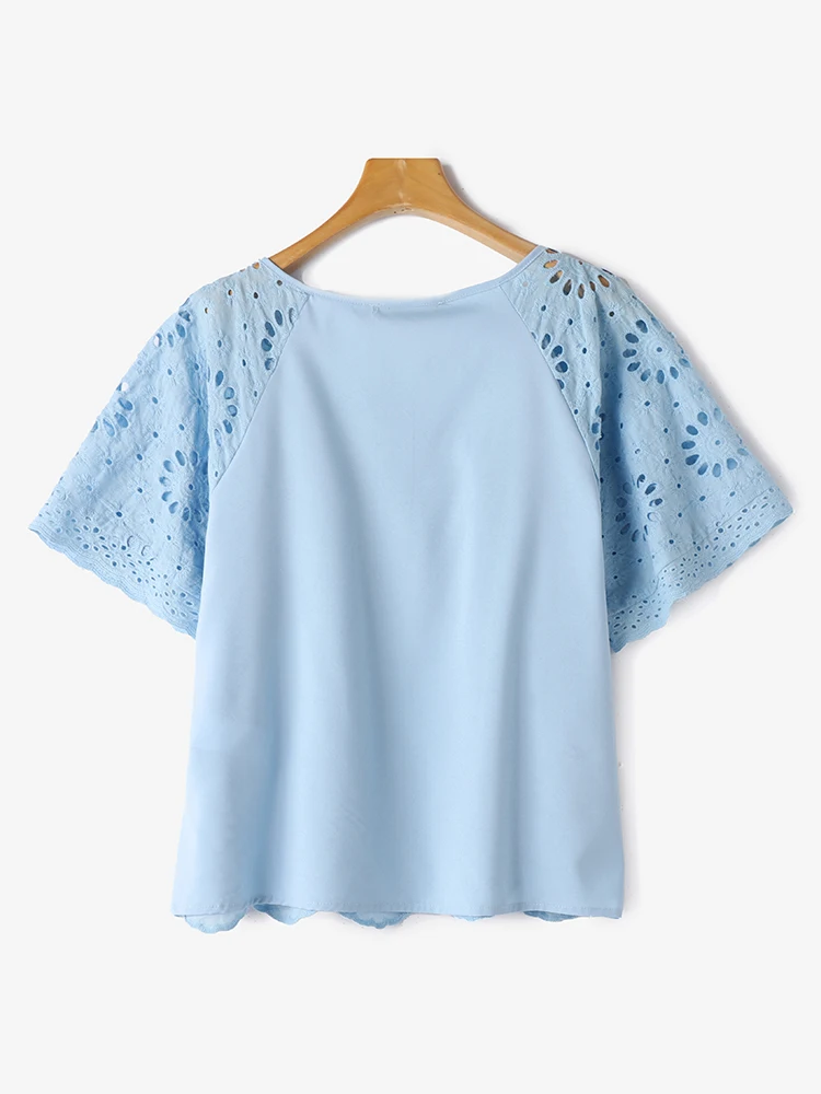 Fashion Lace Crochet Blouse Summer Women Tops ZANZEA Elegant Square Neck Short Sleeve Casual Work Shirt Bohemian Holiday Blusas