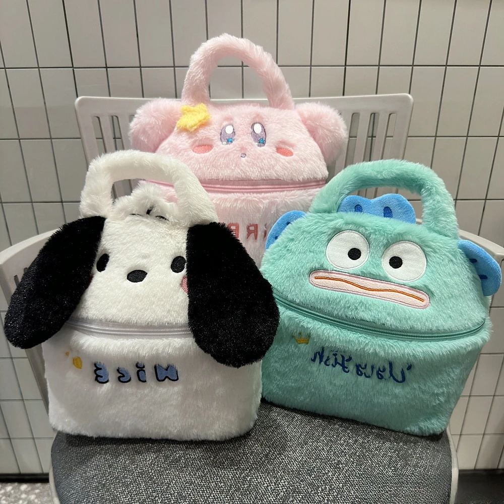 Cartoon Anime Cosmetic Bag Lovely Pochacco Mike Sullivan Plush Bag Handbag Japanese Style Cosmetic Storage Bag High-capacity