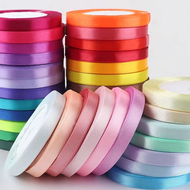 10 Pack 25 Yards per Roll 6mm Satin Ribbons, Smooth Fabric Ribbon for DIY Crafts, Hair Bow Butterfly Hairclip Making, Gift Wrap