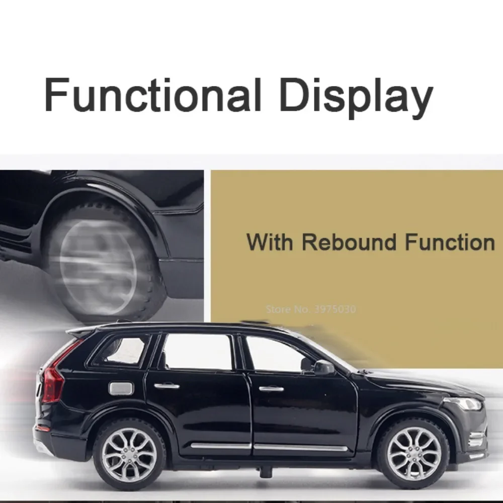 1:32 XC90 SUV Alloy Cars Models Diecast Toys Sound Light 6 Door Open Vehicle Wheel Pull Back Miniature Car Boys Idealne prezenty