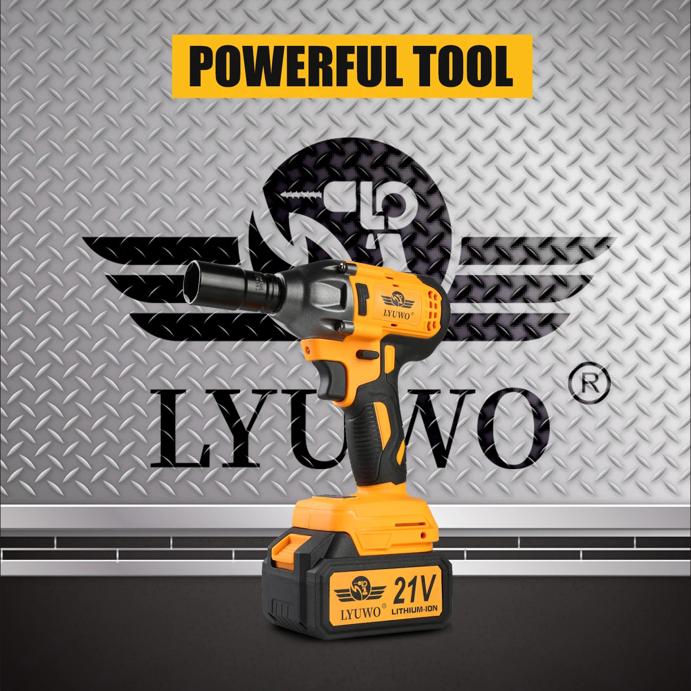 LYUWO 350Nm Brushless Lithium Electric High Torsion Impact Wrench, Handmade Carpenter, Auto Repair Worker, Sleeve, Electric Tool