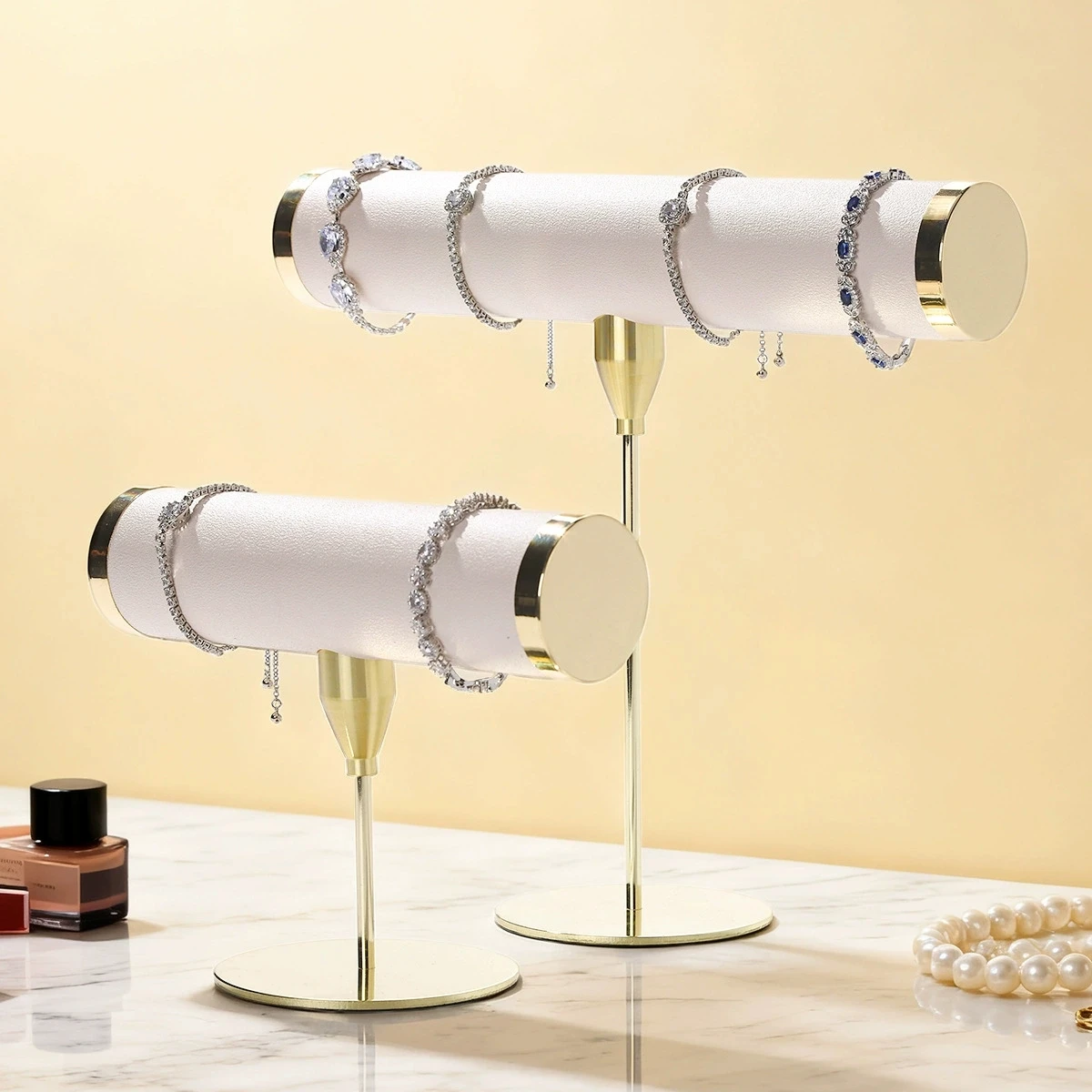 

Elegant T-Bar Bracelet Storage Rack Creative Necklace Bangle Hairbands Jewelry Display Stand Watch Organizer For Home & Retail