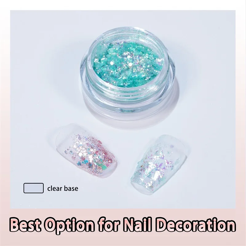 HNDO 6 Colors Set Nail Irregular Opal Flakes Bright Color Sparkle Powder Glitter Nail Art Decoration Manicure DIY Material