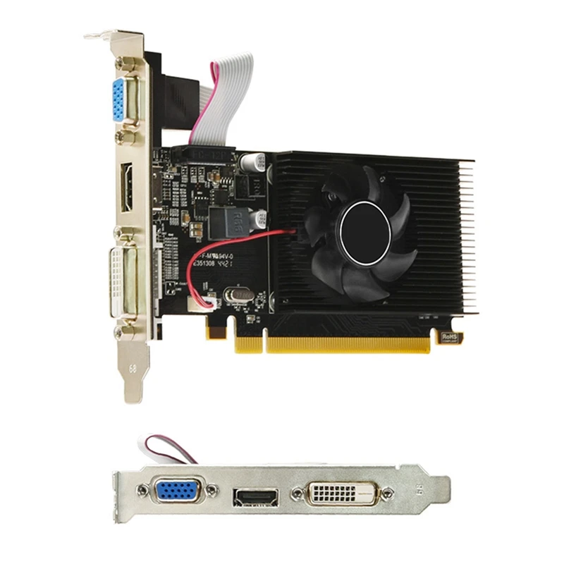 1 Piece 625 MHZ 1066 MHZ 64 Bit 40 Nm 6 Pin 1920X1080 Video Card -Compatible DVI-D VGA Video Card Black